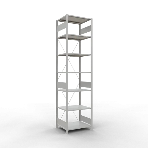 Schulte Fachbodenregal MULTIplus150 Stecksystem | Grundregal | HxBxT 300x75x60cm | 7 Ebenen | Fachlast 150kg | Lichtgrau