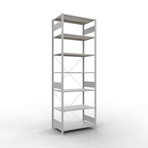 Schulte Fachbodenregal MULTIplus150 Stecksystem | Grundregal | HxBxT 300x100x60cm | 7 Ebenen | Fachlast 150kg | Lichtgrau