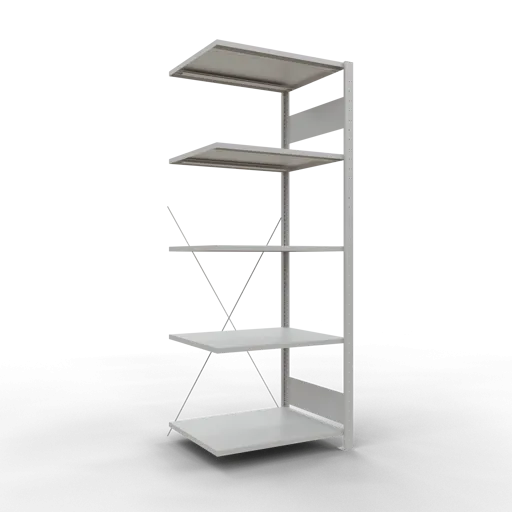 Schulte Fachbodenregal MULTIplus150 Stecksystem | Anbauregal | HxBxT 200x75x60cm | 5 Ebenen | Fachlast 150kg | Lichtgrau