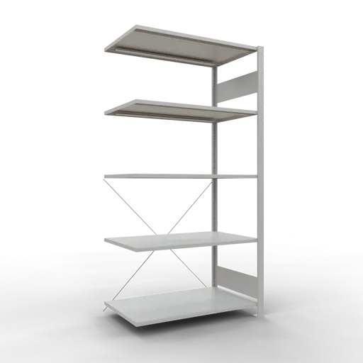 Schulte Fachbodenregal MULTIplus150 Stecksystem | Anbauregal | HxBxT 200x100x60cm | 5 Ebenen | Fachlast 150kg | Lichtgrau