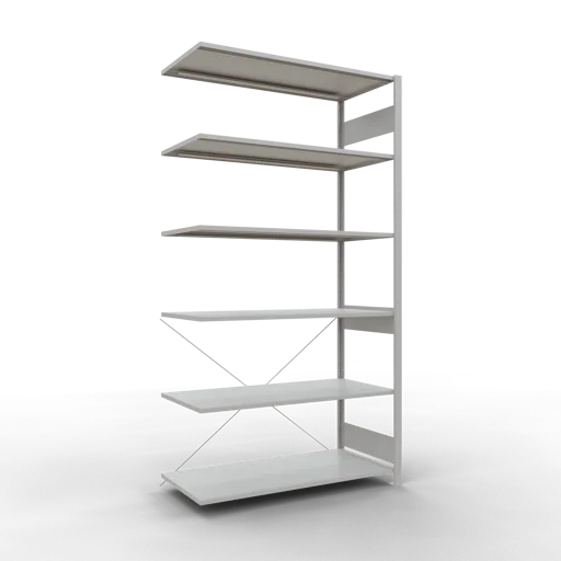 Schulte Fachbodenregal MULTIplus150 Stecksystem | Anbauregal | HxBxT 250x130x60cm | 6 Ebenen | Fachlast 150kg | Lichtgrau