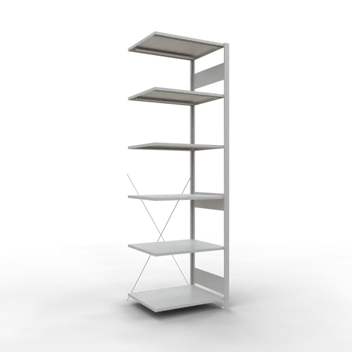 Schulte Fachbodenregal MULTIplus150 Stecksystem | Anbauregal | HxBxT 250x75x60cm | 6 Ebenen | Fachlast 150kg | Lichtgrau