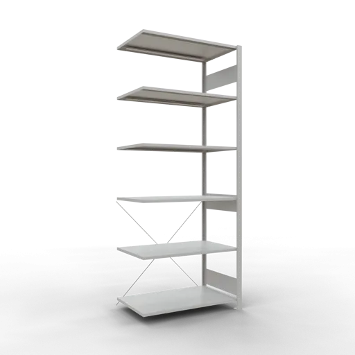 Schulte Fachbodenregal MULTIplus150 Stecksystem | Anbauregal | HxBxT 250x100x60cm | 6 Ebenen | Fachlast 150kg | Lichtgrau