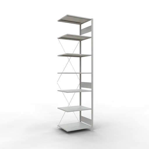 Schulte Fachbodenregal MULTIplus150 Stecksystem | Anbauregal | HxBxT 300x75x60cm | 7 Ebenen | Fachlast 150kg | Lichtgrau