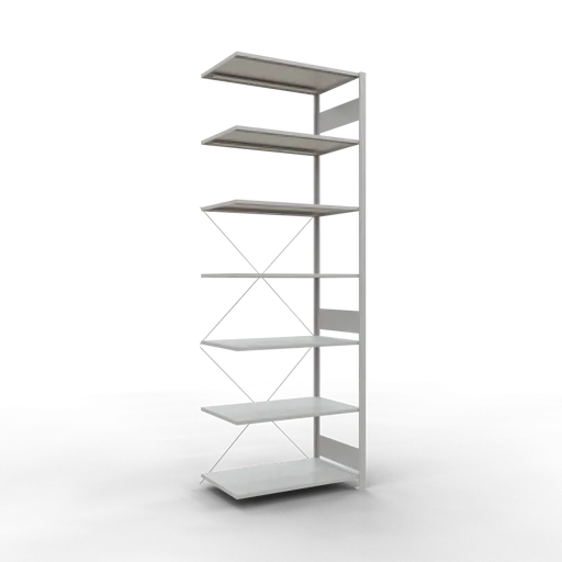 Schulte Fachbodenregal MULTIplus150 Stecksystem | Anbauregal | HxBxT 300x100x60cm | 7 Ebenen | Fachlast 150kg | Lichtgrau