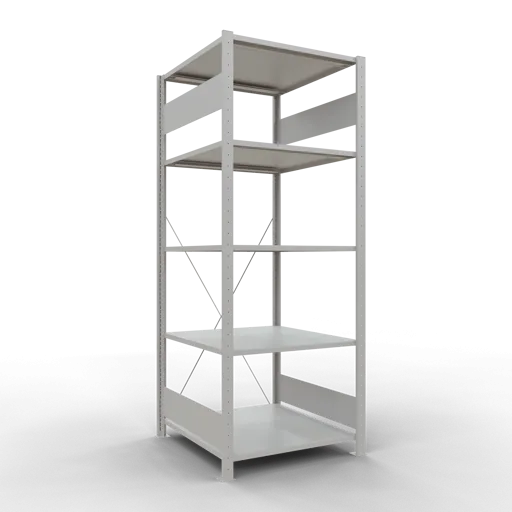 Schulte Fachbodenregal MULTIplus150 Stecksystem | Grundregal | HxBxT 200x75x80cm | 5 Ebenen | Fachlast 150kg | Lichtgrau