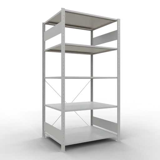 Schulte Fachbodenregal MULTIplus150 Stecksystem | Grundregal | HxBxT 200x100x80cm | 5 Ebenen | Fachlast 150kg | Lichtgrau