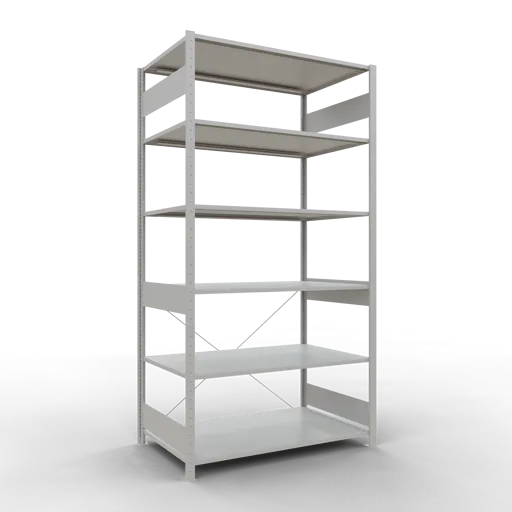 Schulte Fachbodenregal MULTIplus150 Stecksystem | Grundregal | HxBxT 250x130x80cm | 6 Ebenen | Fachlast 150kg | Lichtgrau