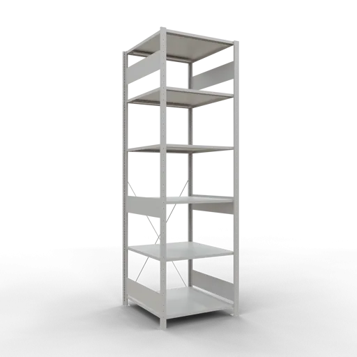 Schulte Fachbodenregal MULTIplus150 Stecksystem | Grundregal | HxBxT 250x75x80cm | 6 Ebenen | Fachlast 150kg | Lichtgrau