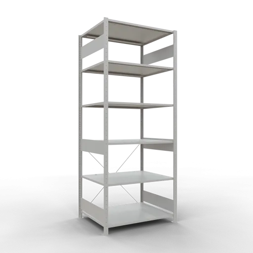 Schulte Fachbodenregal MULTIplus150 Stecksystem | Grundregal | HxBxT 250x100x80cm | 6 Ebenen | Fachlast 150kg | Lichtgrau