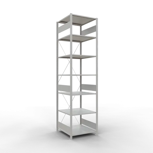 Schulte Fachbodenregal MULTIplus150 Stecksystem | Grundregal | HxBxT 300x75x80cm | 7 Ebenen | Fachlast 150kg | Lichtgrau