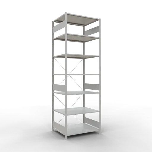 Schulte Fachbodenregal MULTIplus150 Stecksystem | Grundregal | HxBxT 300x100x80cm | 7 Ebenen | Fachlast 150kg | Lichtgrau