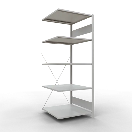 Schulte Fachbodenregal MULTIplus150 Stecksystem | Anbauregal | HxBxT 200x75x80cm | 5 Ebenen | Fachlast 150kg | Lichtgrau