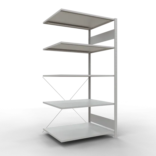 Schulte Fachbodenregal MULTIplus150 Stecksystem | Anbauregal | HxBxT 200x100x80cm | 5 Ebenen | Fachlast 150kg | Lichtgrau