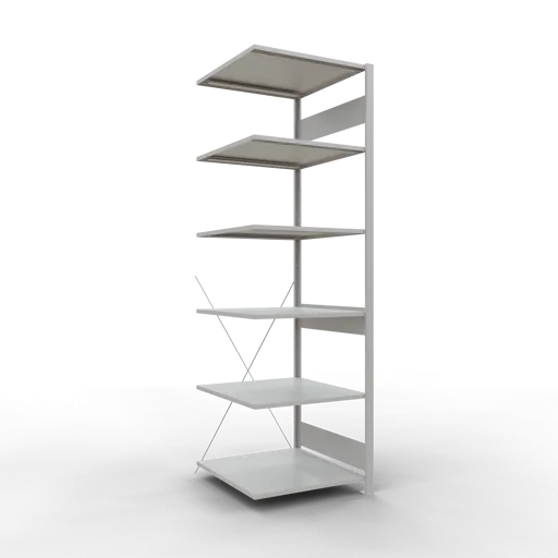 Schulte Fachbodenregal MULTIplus150 Stecksystem | Anbauregal | HxBxT 250x75x80cm | 6 Ebenen | Fachlast 150kg | Lichtgrau
