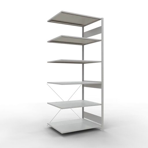 Schulte Fachbodenregal MULTIplus150 Stecksystem | Anbauregal | HxBxT 250x100x80cm | 6 Ebenen | Fachlast 150kg | Lichtgrau