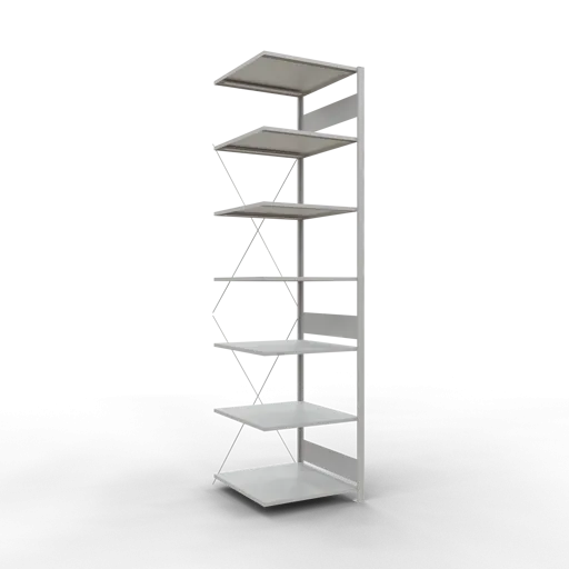 Schulte Fachbodenregal MULTIplus150 Stecksystem | Anbauregal | HxBxT 300x75x80cm | 7 Ebenen | Fachlast 150kg | Lichtgrau