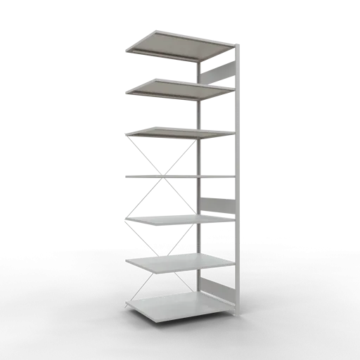 Schulte Fachbodenregal MULTIplus150 Stecksystem | Anbauregal | HxBxT 300x100x80cm | 7 Ebenen | Fachlast 150kg | Lichtgrau