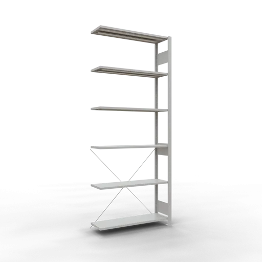 Schulte Fachbodenregal MULTIplus85 Stecksystem | Anbauregal | HxBxT 250x100x30cm | 6 Ebenen | Fachlast 85kg | Lichtgrau