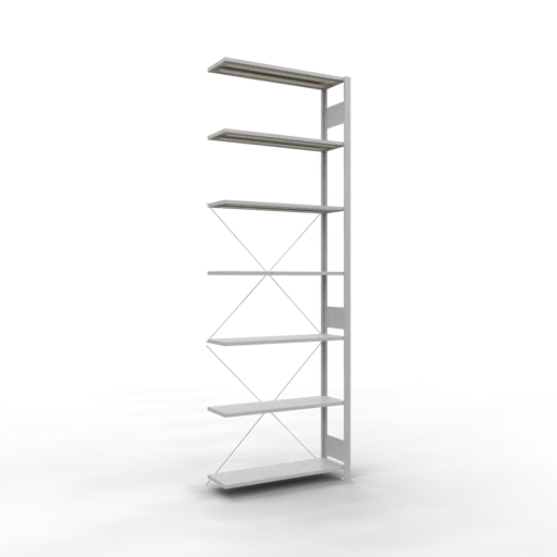 Schulte Fachbodenregal MULTIplus85 Stecksystem | Anbauregal | HxBxT 300x100x30cm | 7 Ebenen | Fachlast 85kg | Lichtgrau