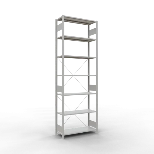 Schulte Fachbodenregal MULTIplus85 Stecksystem | Grundregal | HxBxT 300x100x40cm | 7 Ebenen | Fachlast 85kg | Lichtgrau
