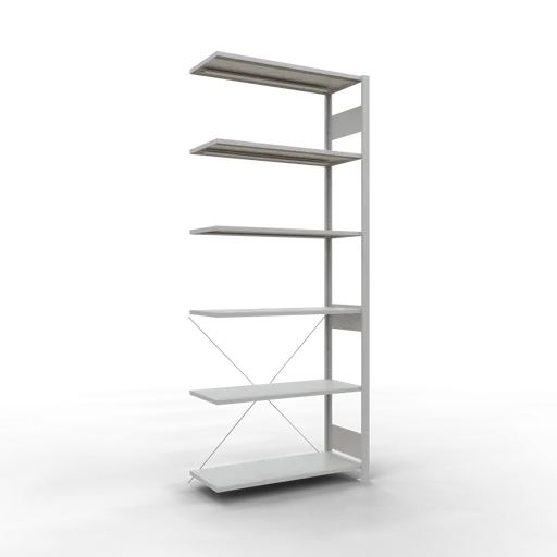 Schulte Fachbodenregal MULTIplus85 Stecksystem | Anbauregal | HxBxT 250x100x40cm | 6 Ebenen | Fachlast 85kg | Lichtgrau