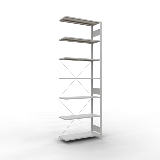 Schulte Fachbodenregal MULTIplus85 Stecksystem | Anbauregal | HxBxT 300x100x40cm | 7 Ebenen | Fachlast 85kg | Lichtgrau