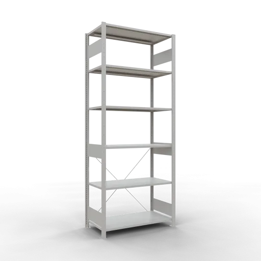 Schulte Fachbodenregal MULTIplus85 Stecksystem | Grundregal | HxBxT 250x100x50cm | 6 Ebenen | Fachlast 85kg | Lichtgrau