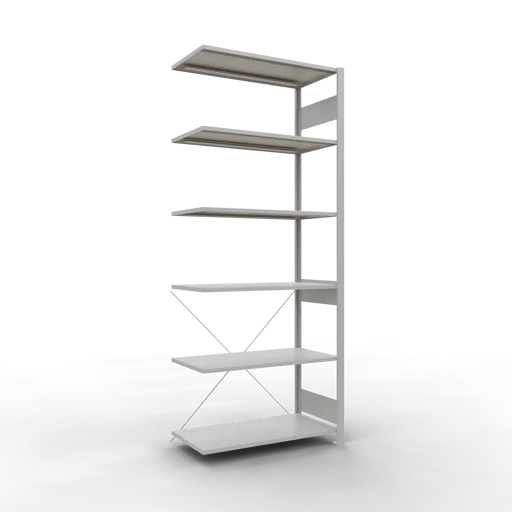 Schulte Fachbodenregal MULTIplus85 Stecksystem | Anbauregal | HxBxT 250x100x50cm | 6 Ebenen | Fachlast 85kg | Lichtgrau