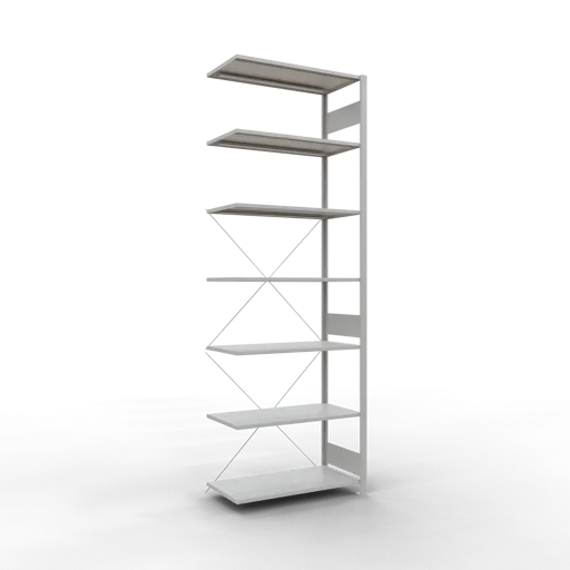 Schulte Fachbodenregal MULTIplus85 Stecksystem | Anbauregal | HxBxT 300x100x50cm | 7 Ebenen | Fachlast 85kg | Lichtgrau