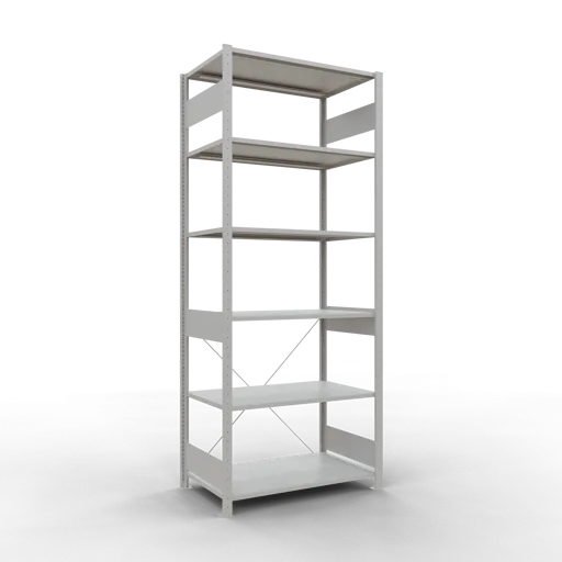 Schulte Fachbodenregal MULTIplus85 Stecksystem | Grundregal | HxBxT 250x100x60cm | 6 Ebenen | Fachlast 85kg | Lichtgrau