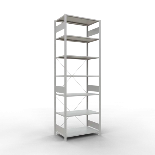 Schulte Fachbodenregal MULTIplus85 Stecksystem | Grundregal | HxBxT 300x100x60cm | 7 Ebenen | Fachlast 85kg | Lichtgrau