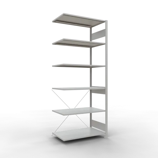 Schulte Fachbodenregal MULTIplus85 Stecksystem | Anbauregal | HxBxT 250x100x60cm | 6 Ebenen | Fachlast 85kg | Lichtgrau