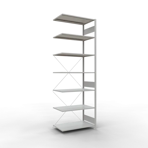 Schulte Fachbodenregal MULTIplus85 Stecksystem | Anbauregal | HxBxT 300x100x60cm | 7 Ebenen | Fachlast 85kg | Lichtgrau