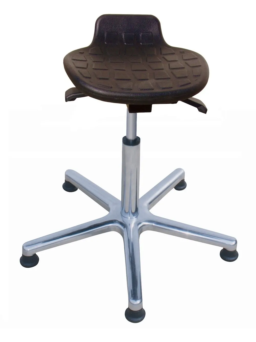 Stehhilfe Orlando | Sitzhöhe 51-77cm | Ø 61cm | Tragfähigkeit 110kg | Polyurethane-Sitz | Aluminium-Fußkreuz & Gleiter | Schwarz