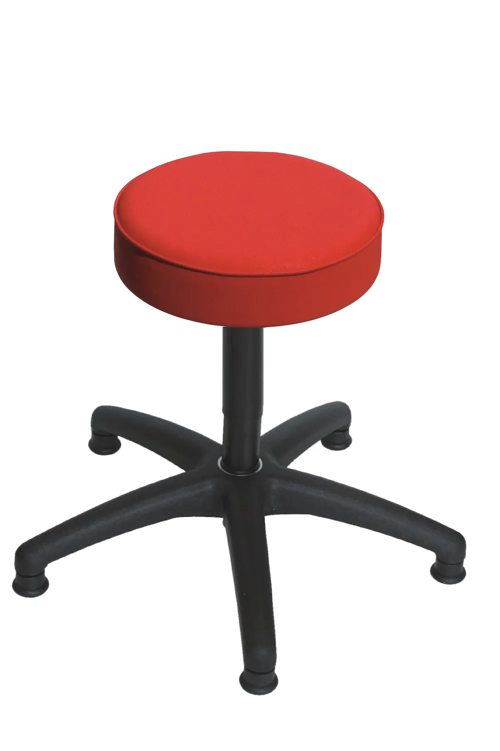 Drehhocker Indianapolis | Sitzhöhe 48-67cm | Ø 63cm | Tragfähigkeit 110kg | Kunstleder-Sitz | Kunststoff-Fußkreuz mit Gleiter | Feuerrot