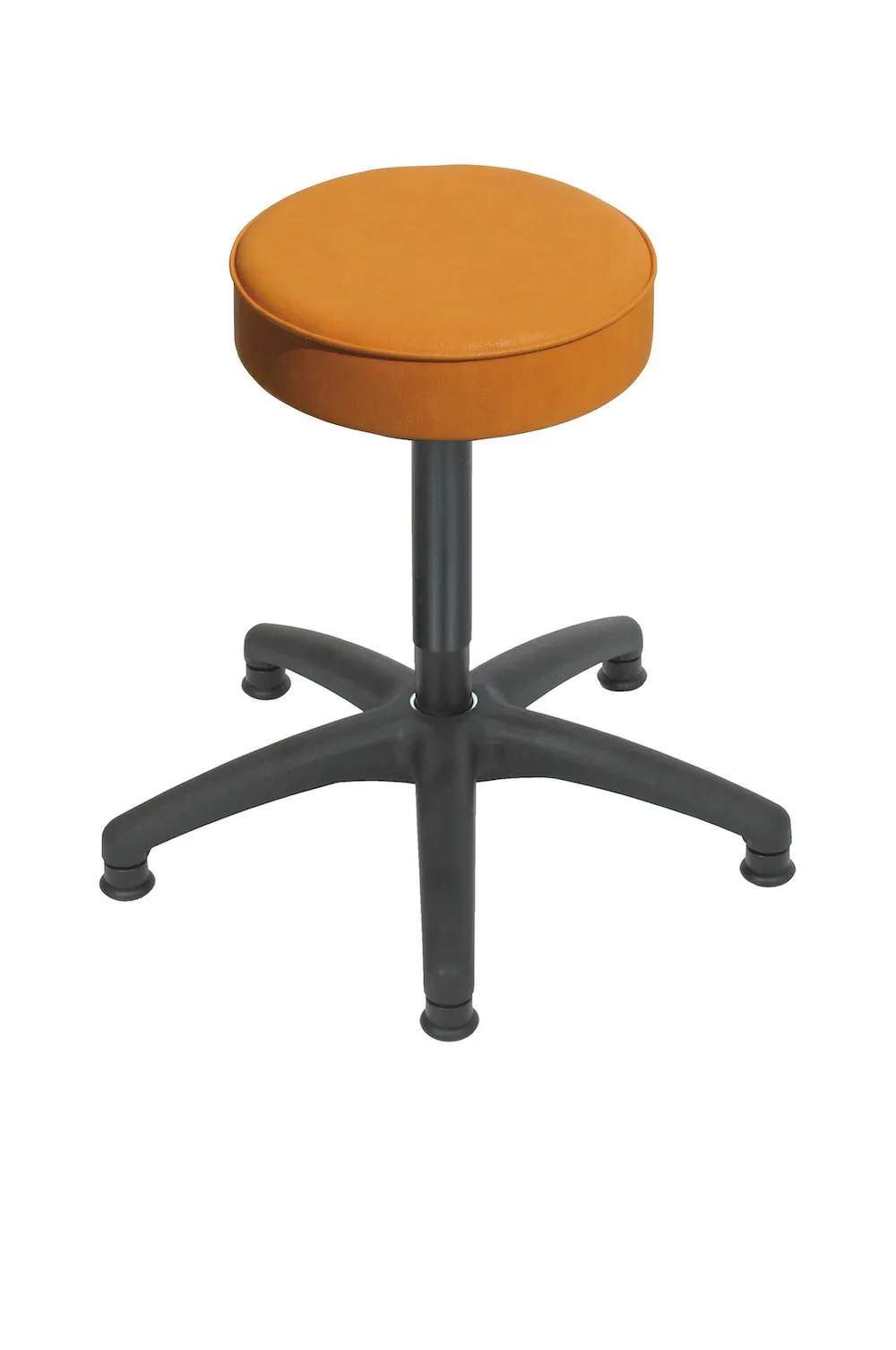 Drehhocker Indianapolis | Sitzhöhe 48-67cm | Ø 63cm | Tragfähigkeit 110kg | Kunstleder-Sitz | Kunststoff-Fußkreuz mit Gleiter | Gelb