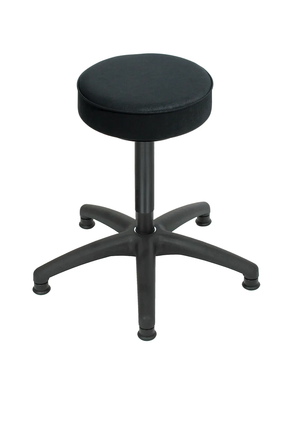 Drehhocker Indianapolis | Sitzhöhe 48-67cm | Ø 63cm | Tragfähigkeit 110kg | Kunstleder-Sitz | Kunststoff-Fußkreuz mit Gleiter | Schwarz