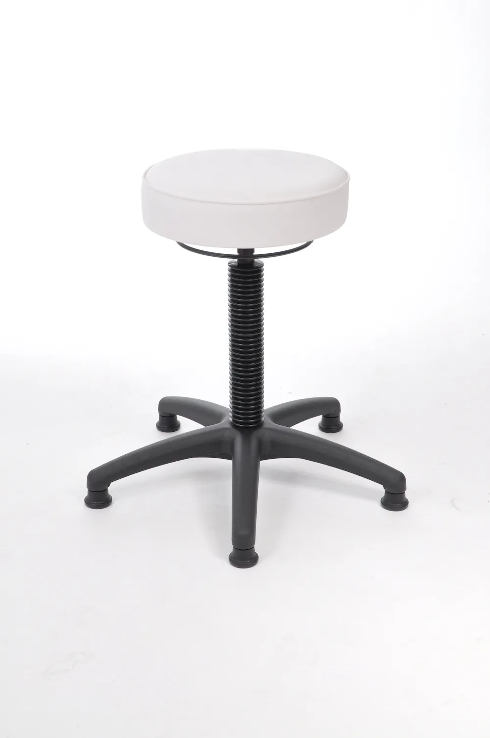 Drehhocker Indianapolis | Sitzhöhe 48-67cm | Ø 63cm | Tragfähigkeit 110kg | Kunstleder-Sitz | Kunststoff-Fußkreuz mit Gleiter | Weiß