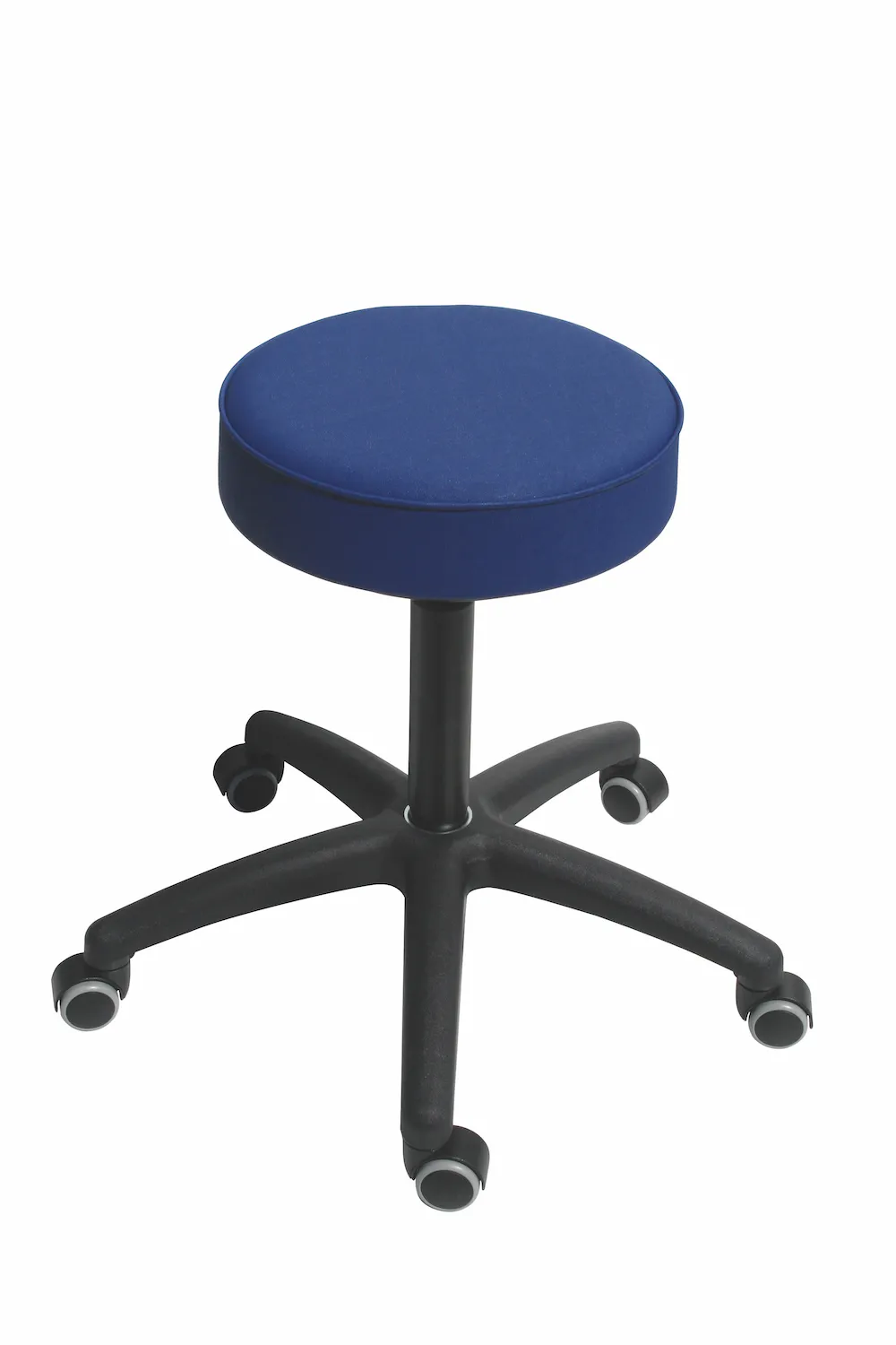 Drehhocker Indianapolis | Sitzhöhe 50-69cm | Ø 63cm | Tragfähigkeit 110kg | Kunstleder-Sitz | Kunststoff-Fußkreuz mit Rollen | Atollblau