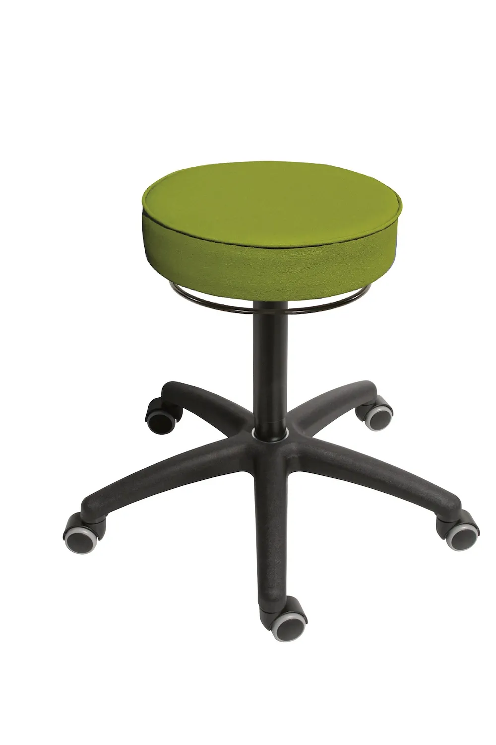 Drehhocker Indianapolis | Sitzhöhe 50-69cm | Ø 63cm | Tragfähigkeit 110kg | Kunstleder-Sitz | Kunststoff-Fußkreuz mit Rollen | Limone