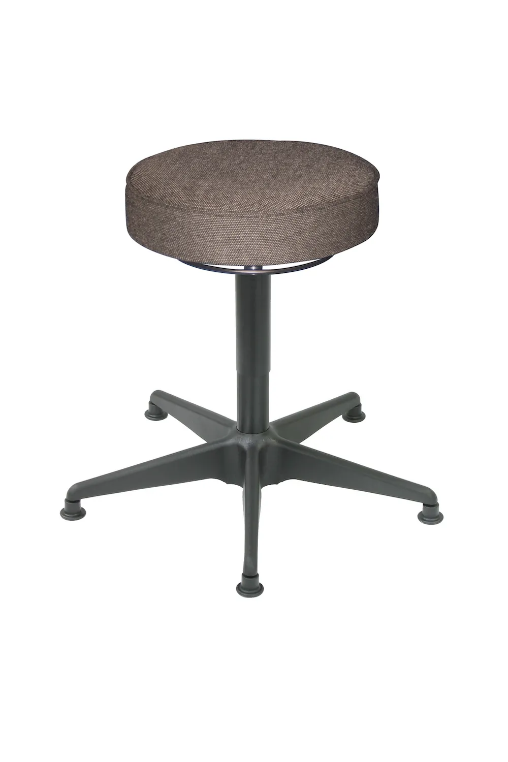 Drehhocker Atlanta | Sitzhöhe 39-52cm | Ø 59cm | Tragfähigkeit 110kg | Polstersitze | Stahl-Fußkreuz mit Gleiter | Ringauslösung | Anthrazit