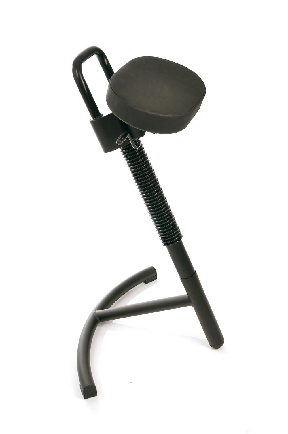 Stehhilfe Columbus | Sitzhöhe 65-83cm | Tragfähigkeit 110kg |  Kunstleder-Sitz | mit Sicherheitsgasfeder | Schwarz/Schwarz