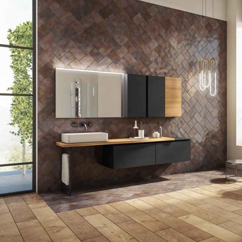 MASSELLO WASCHBECKENHALTER MIT SCHUBLADEN WASCHBECKEN-OBERSCHRÄNKE UND SPIEGEL