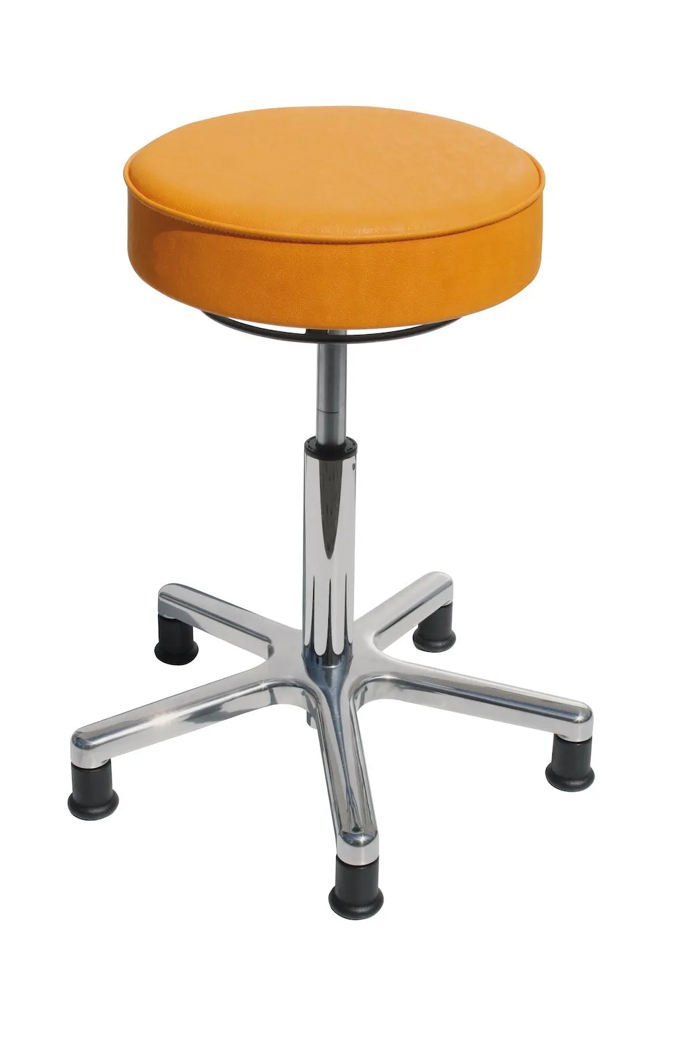 Drehhocker Indianapolis | Sitzhöhe 46-59cm | Ø 53cm | Tragfähigkeit 110kg | Kunstleder-Sitz | Aluminium-Fußkreuz mit Gleiter | Gelb