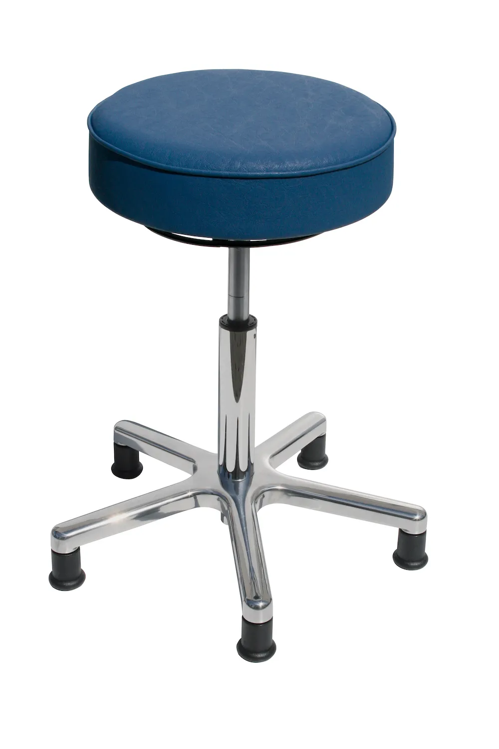 Drehhocker Indianapolis High | Sitzhöhe 54-72cm | Ø 53cm | Tragfähigkeit 110kg | Kunstleder-Sitz | Aluminium-Fußkreuz mit Gleiter | Lichtblau