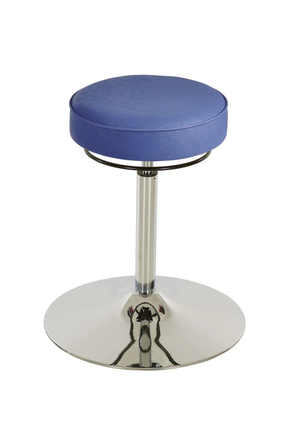 Drehhocker Indianapolis High | Sitzhöhe 52-71cm | Ø 50cm | Tragfähigkeit 110kg | Kunstleder-Sitz | Verchromter Stahltellerfuß | Lichtblau
