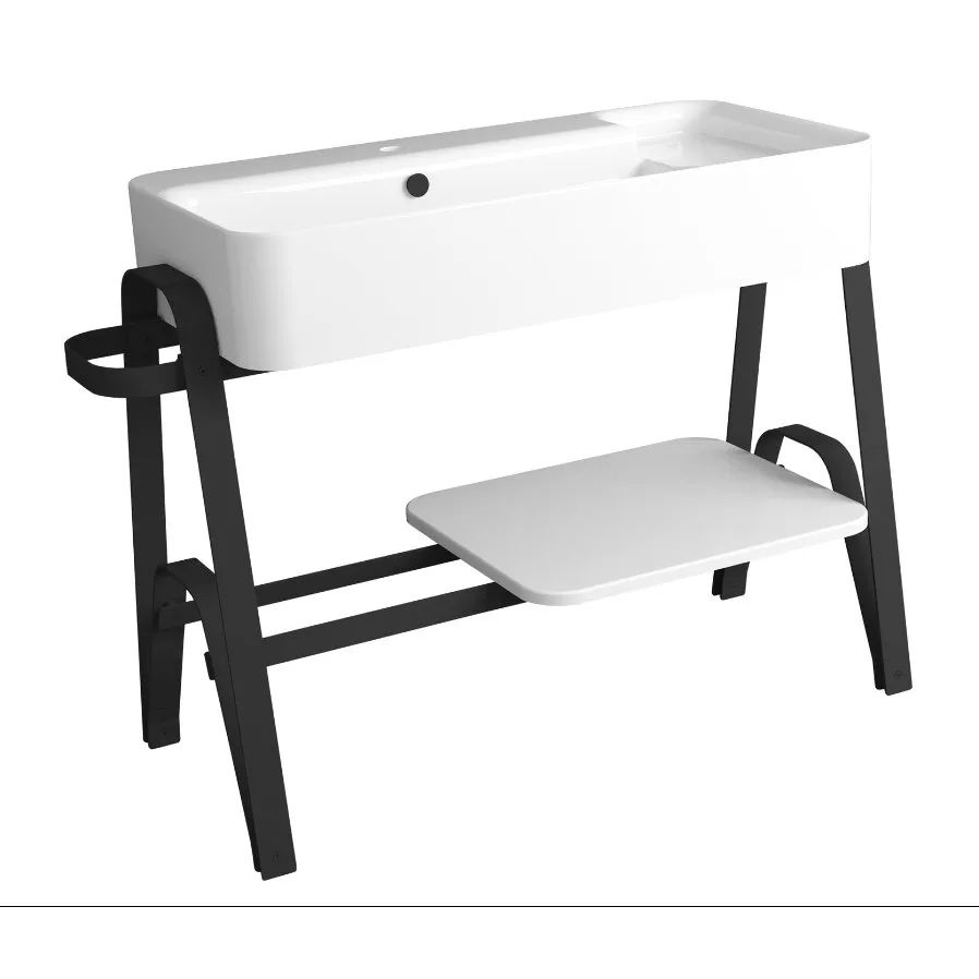 SIMAS HOP STRUCTURE MIT 100X50CM WEISSEM EINLOCH-WASCHTISCH UND ABLAGE