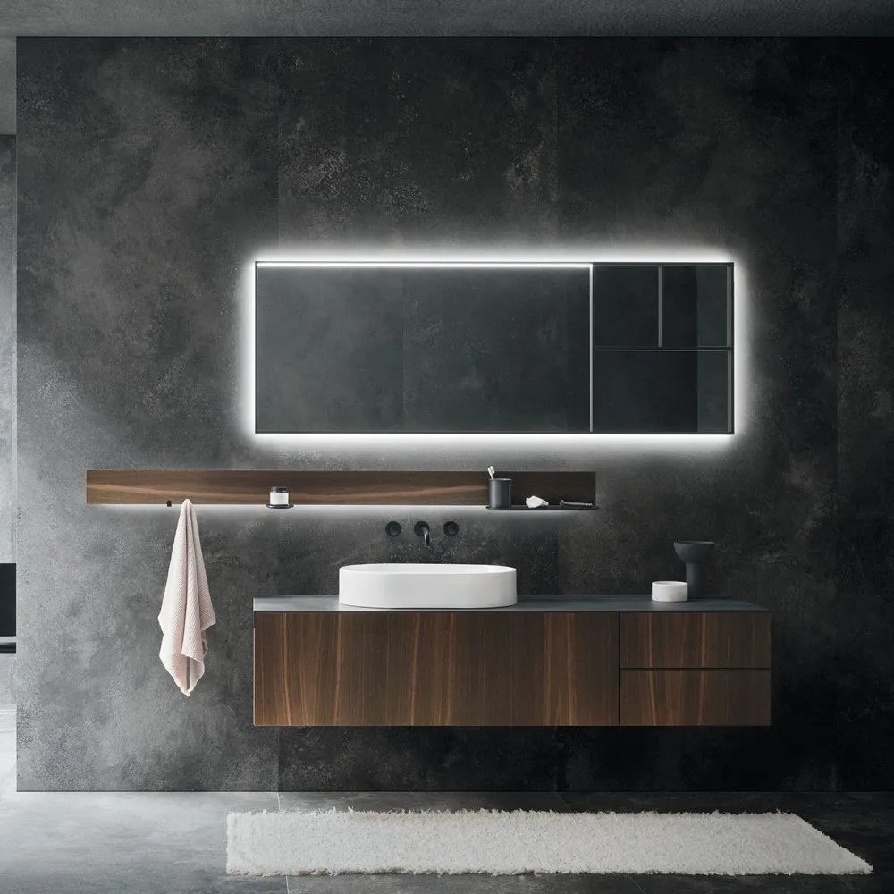 ARBI SKY U 01 WANDHÄNGENDER UNTERSCHRANK, WASCHBECKEN, SCHILFROHRSTANGE, SPIEGEL