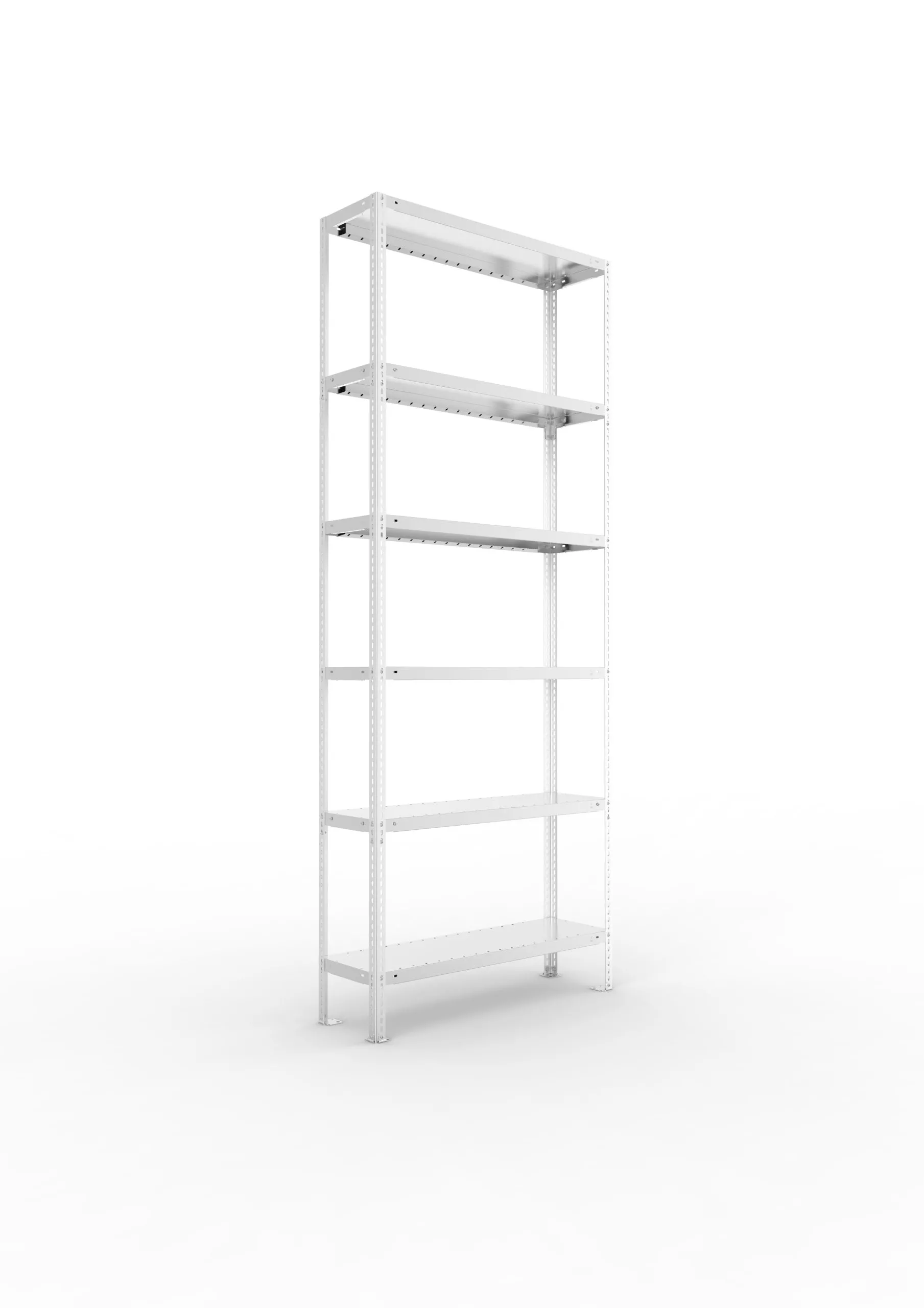 Meta Fachbodenregal Schraubsystem FIX | Grundregal | HxBxT 250x100x30cm | 6 Ebenen | Fachlast 100kg | Einseitig nutzbar | Verzinkt